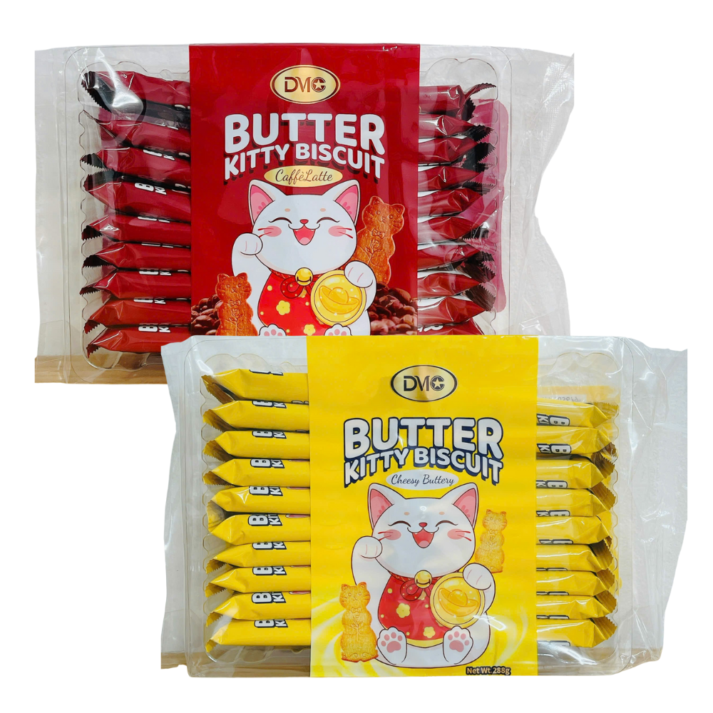 Bánh Quy Mèo Thần Tài DMC 2 Hương Vị Bơ Phomai và Cafe Gói 288g